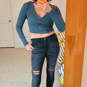 Green wild fable crop top size small